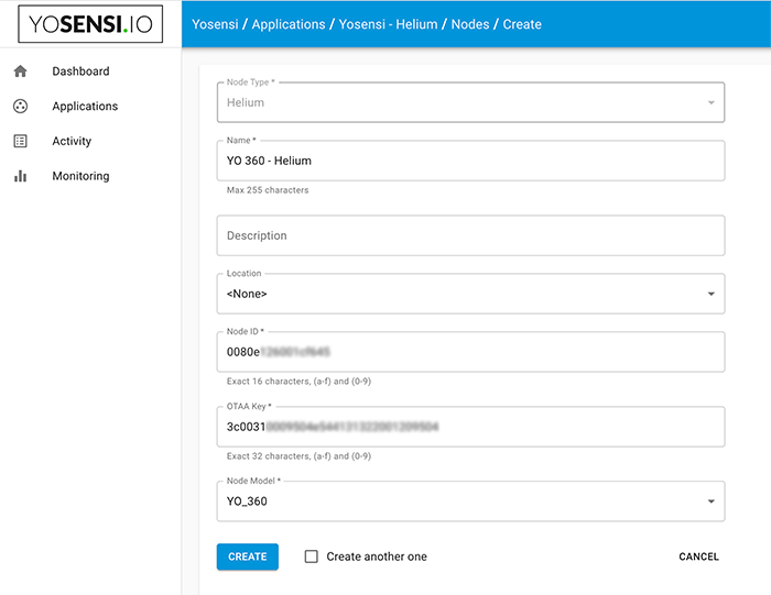 Adding a device to the Helium network using Yosensi Suite.