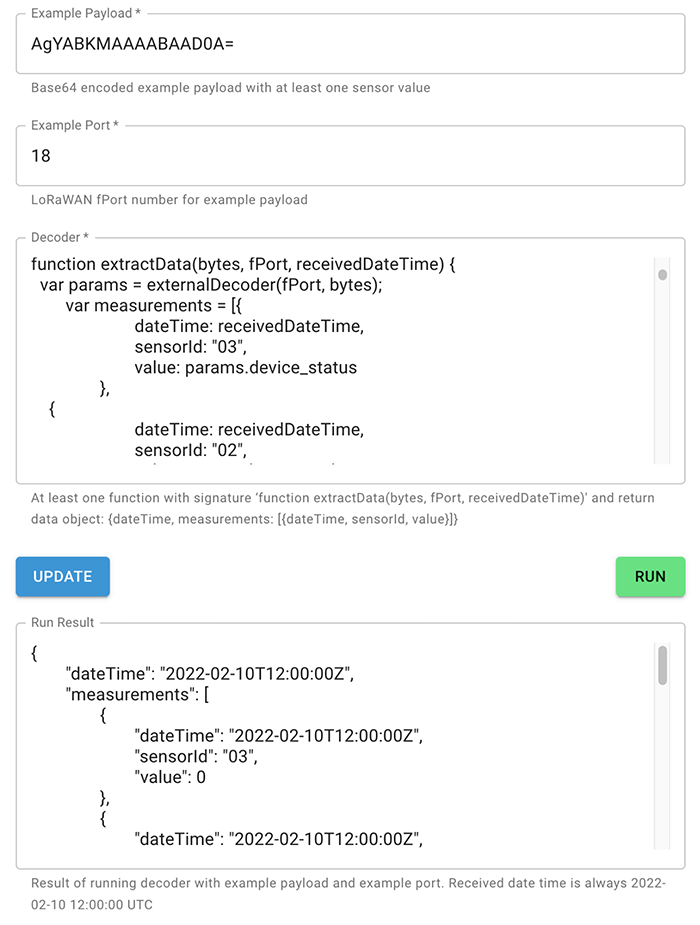 Graphical interface for adding and testing payload decoders.